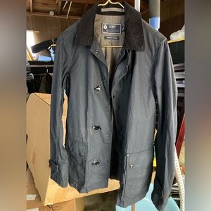British Millerain waxed cotton canvas fireman jacket by j crew